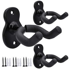 Guitar Wall Mount Wall Hanger 3 Pack Hook Black Metal Guitar Holder for Acoustic