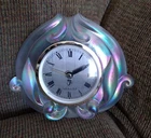 Fenton Iridescent Pearl Carnival Glass Alarm Clock Battery Operated WORKS LABEL