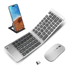Wireless Foldable & Folding Keyboard and Mouse for iPad, Bluetooth Combo for ...