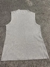 H HALSTON Mock Neck Sweater Womens SZ Large Sleeveless Grey Textured Stretch 