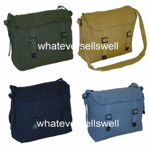 WEBBING HAVERSACK messenger bag army military retro cotton canvas - Afbeelding 1 van 6