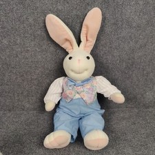 Vintage Commonwealth Bunny Plush Easter Toy Pastel Floral Bowtie Polka Dot Pants