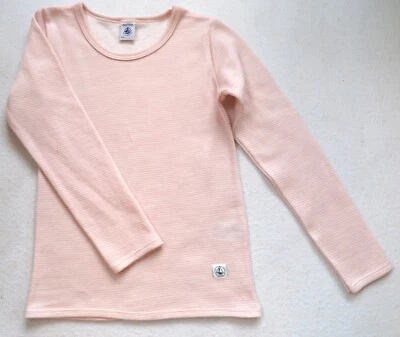 Petit Bateau Unterhemd Wolle/BW rosa/weiß Gr.6 oder 8 Jahre NEU!