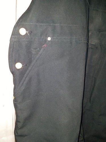Carhartt 48x32 Overalls Duck Bib R02 Lined Insulated Zip Legs Double Knee Black - Picture 6 of 12
