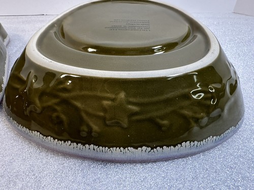 Set Of 2 - LTD Commodities Stoneware Drip Glaze Soup Cracker Bowl Chip Dip Dish - Foto 5 di 11