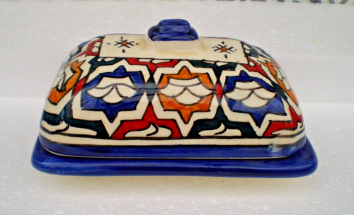 PLATO DE MANTEQUILLA DE CERÁMICA PINTADO A MANO * CERÁMICA FEZ* Muchos diseños MULTICOLOR - Imagen 13 de 33