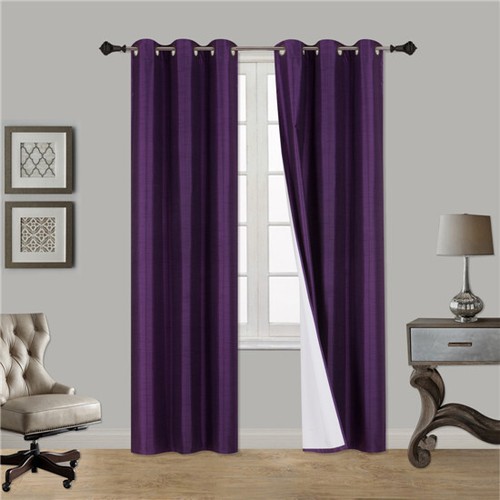 4 PANELS GROMMET SILK WINDOW CURTAINS DRAPE FOAM LINED BLACKOUT THERMAL K32 - Picture 8 of 29