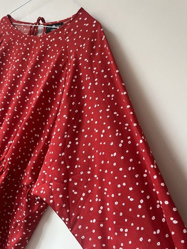 Daisy Street curve size 18 red white flowers dress long sleeve holiday Summer - Picture 8 of 18
