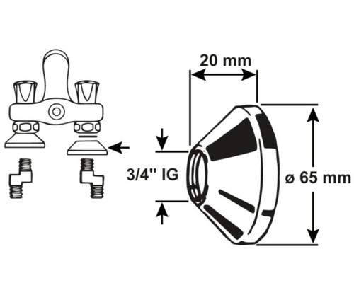 Rosetten Rosette 2 Stück 3/4" Zoll ø65mm für Wandarmaturen Stärke 20mm Messing - Bild 2 von 2