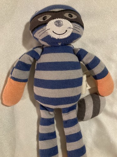 Organic Farm Buddies Plush Blue Gray Orange ROBBIE RACCOON 12" Rattle - Picture 3 of 13