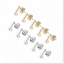 40pcs Hypoallergenic Stainless Steel Rectangle Stud Earring Set with Loop in 2 C