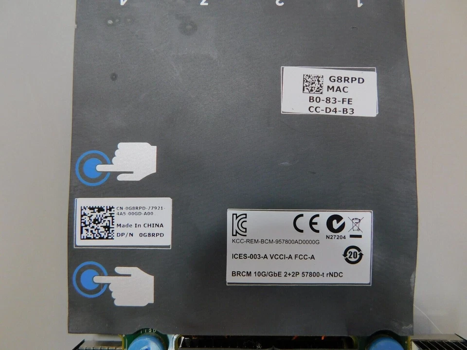 Dell G8RPD Broadcom 57800 4 Port 1/10GbE RJ45 R630 R730 Network Mezzanine Card - Image 4 of 4