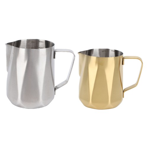 Milk Frothing Pitcher 304 Stainless Steel Professional Pointed Spouted Rhombu FF - Picture 4 of 28
