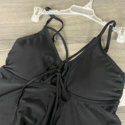 Missy Swim Separates Swim Suit Top Tankini S 4-6 Rich Black Padded Bra - Picture 6 of 7
