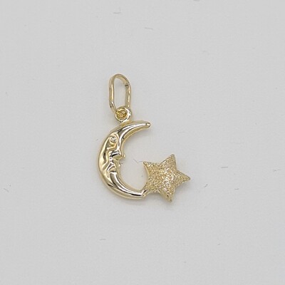 Mond und Stern Anhänger - Mond+Stern ''Stardust'' Pendant - 9Kt. g. 0,65