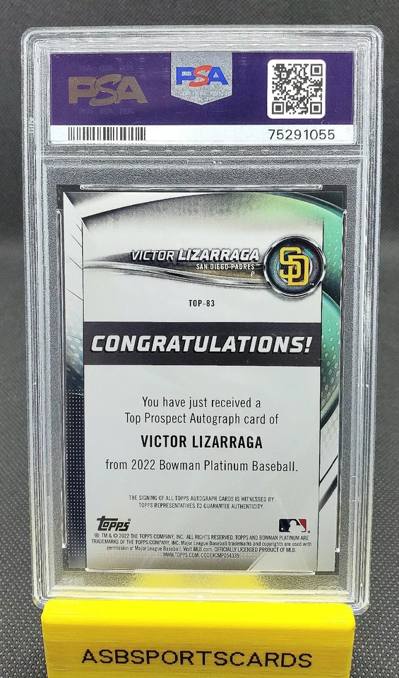 2022 Bowman Platinum Victor Lizarraga RC Auto Orange Holo Foil #8/25 PSA 9 🆎️ - Image 2 of 3