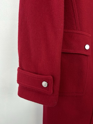 Talbots Coat Womens 12 Red Italian Wool Long Zip Button Car Collared - Picture 4 of 11