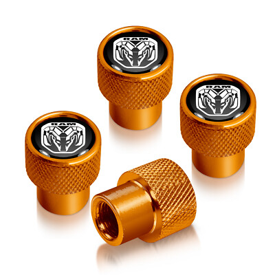 RAM 2019 up Logo in Black on Golden Aluminum Tire Valve Stem Caps