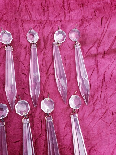 18 Vintage Replacement Spear Crystal Glass Faceted Chandelier Lamp Prism - Picture 6 of 8
