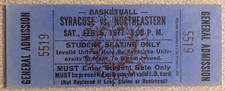 02/05/1977 SYRACUSE Basketball NCAA Ticket Stub Jim Boeheim Rookie Coach Season