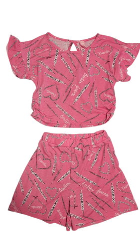 Girls' Pink "Besties Forever" Friendship 2-Piece Summer Set (Sizes 7 to 12/14) - Picture 9 of 9