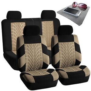 Dash Mat Universal Seat Covers For Auto SUV Van Solid Black Full Set w 