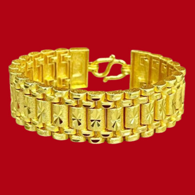 Gold Plated Bracelet 24k Yellow Chain Man Woman Thai Bangle Jewelry 7 - 8 inch