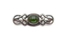 Vintage Boma Sterling Silver 925 Green Stone Brooch Pin