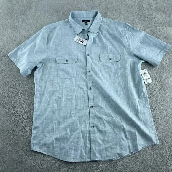 Мужская рубашка ALFANI с коротким рукавом Стрекозино-голубая маленькая 4790₽