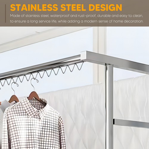 1000LBS Clothes Rack Heavy Duty Clothing Garment Rack Double Rod Hanging Clothes - Picture 4 of 13