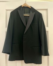 Vtg Men  s Black 2pc Wool Tuxedo Satin Trim. Sz 40, pant inseam 31  , sleeve 17