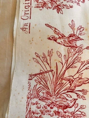 Waverly Toile Vtg Fabric Red Cream Remnant “Hunting” Rare 49”Wx3 Yds Med. Weight - Picture 11 of 12