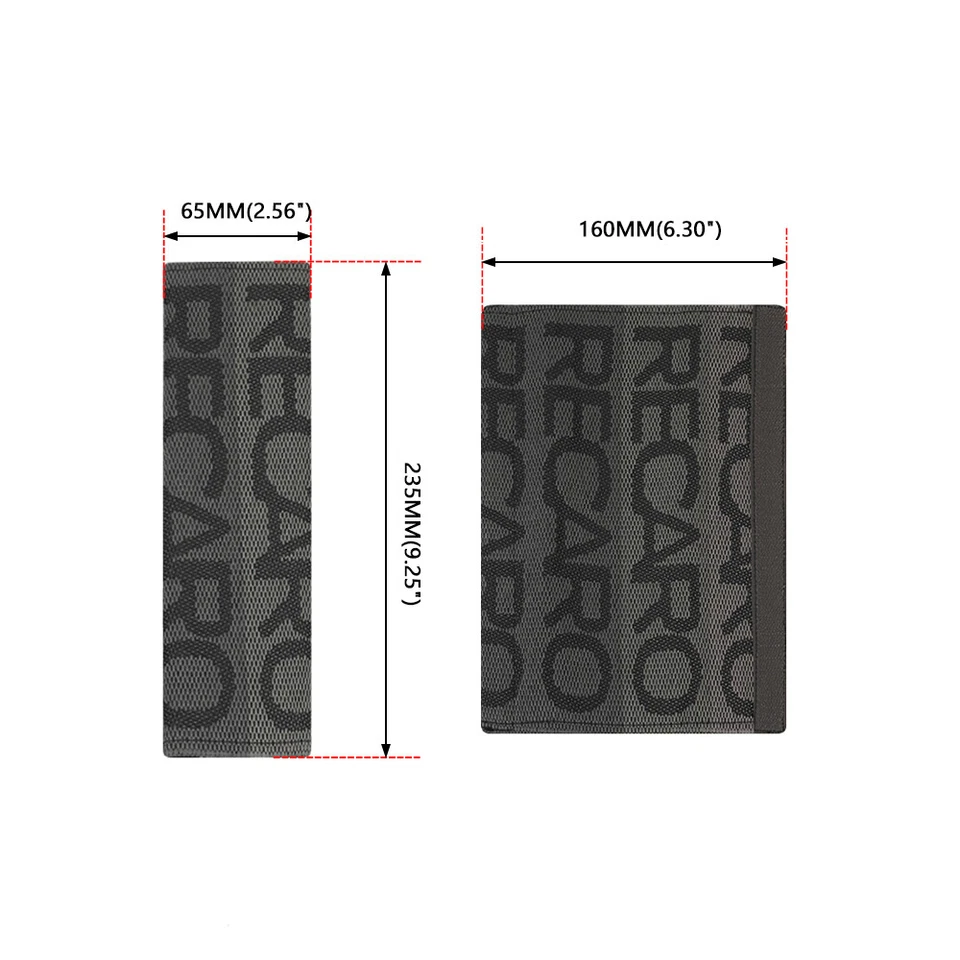 2PCS Recaro Gray Fabric Headrest Pillow Seat Belt Cover Set Racing Seat Material — 第 3/4 张图片