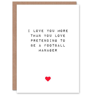 Valentinstag Grußkarte Spaß lustig Humor Fußball Fan für Ihn Mann