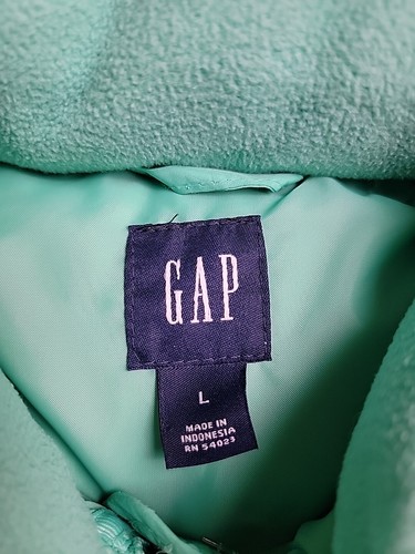GAP Puffer Vest Womens L Green Parka Hood Full Zip Pockets Outdoor Hiking Preppy - Picture 2 of 13