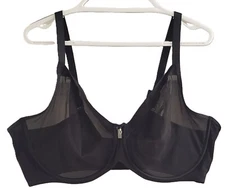 Curvy Couture Boudoir Black Bra Size 42H SHEER Mesh Cups Underwire Unlined New
