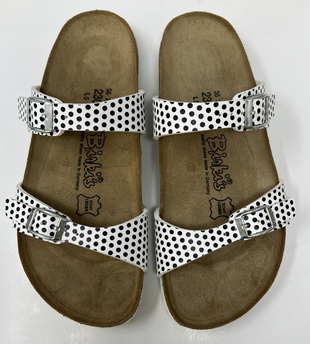 Birkenstock Birki's Tahiti White Black Polka Dot Sandals