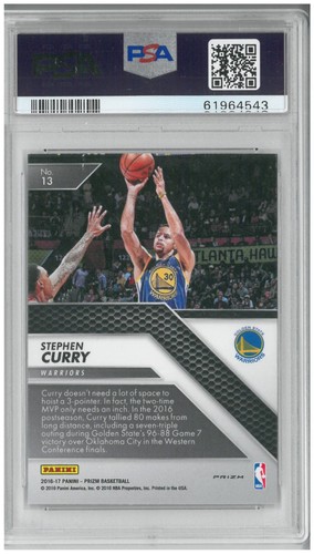 2016-17 Panini Prizm STEPHEN CURRY #13 All Day Silver Prizm ~ PSA 10 Gem Mint - Picture 2 of 2