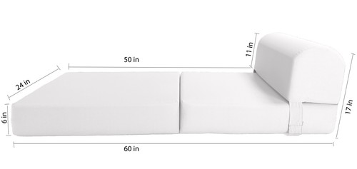 Poltrona Letto Pieghevole in Schiuma Bianca, Cuscino Divano Letto Portatile 6 x 24 x 70 - Foto 5 di 7