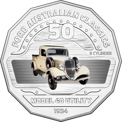 2017 Australia 50c Unc Coin- 1934 Model 40 Coupe Utility FORD Heritage Car - Picture 2 of 3