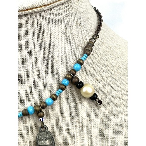 VTG Metal Coin Middle Eastern Scarab Beetle Choker Necklace 15" - Picture 9 of 13