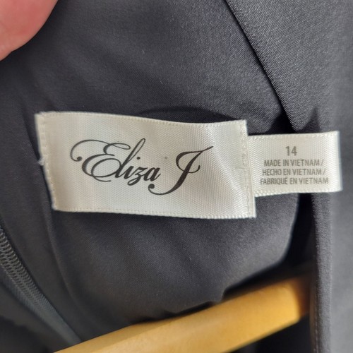 Eliza J Women's Side Ruched Sheath Little Black Dress Boat Neckline Size 14 - Imagen 13 de 13