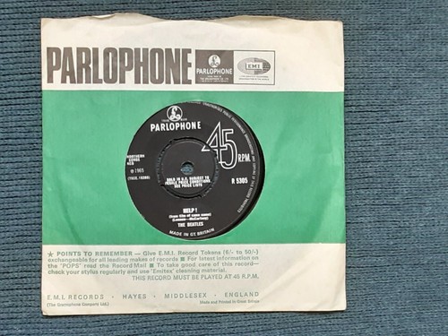 THE BEATLES HELP! VINYL45 ORIG UK 1965 - 2ND PRESS GRAMOPHONE RIM GMR/GOD- RARE - Picture 4 of 8