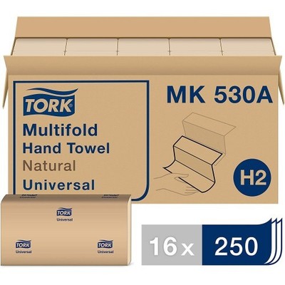 Tork Universal Multifold Hand Towel, 1-Ply, Natural, 250/PK, 16 PK/CT