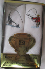 VINTAGE PARIS TROPHY SERIES FLY FISHING MEN'S COTTON HANKERCHIEFS NIB