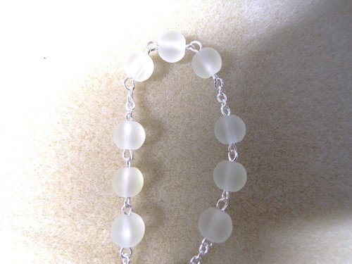 St Agnes Chaplet - 8 mm Frosted Crystal Glass Beads Silver Ox Medals - Picture 4 of 5