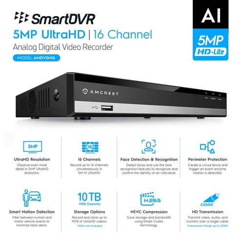 5MP UltraHD 16 Channel DVR Security Camera System Recorder, 5MP Security DVR 5M - Picture 8 of 8