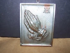 Albrecht Durer Metal Praying Hands Wall Plaque Lero Made in Denmark 5" x 4"