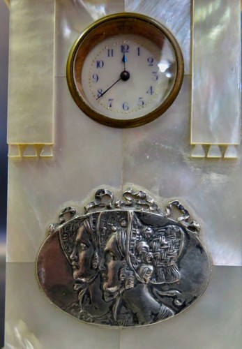 Vintage Early 20th Century Mother of Pearl Curio Cabinet Clock - Picture 3 of 10