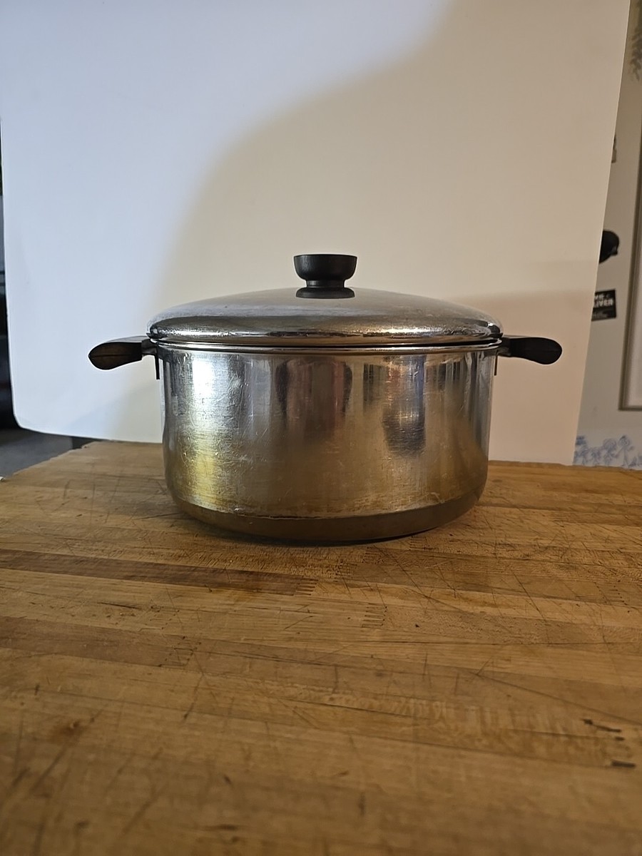 Vintage Revere Ware 4 1/2 QT Stainless Stock Pot w Lid